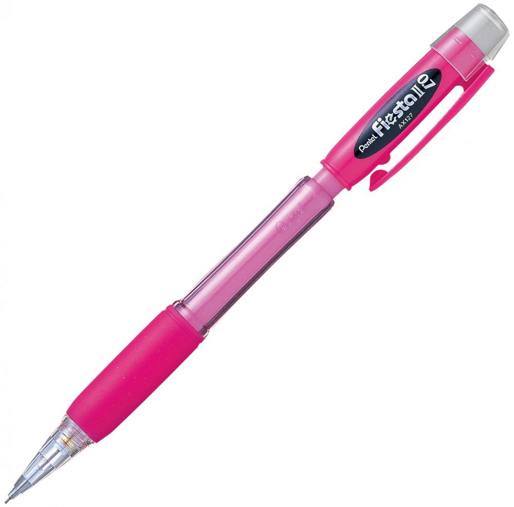 Ołówek automatyczny Pentel Fiesta AX127, 0.7mm, z gumką, różowy