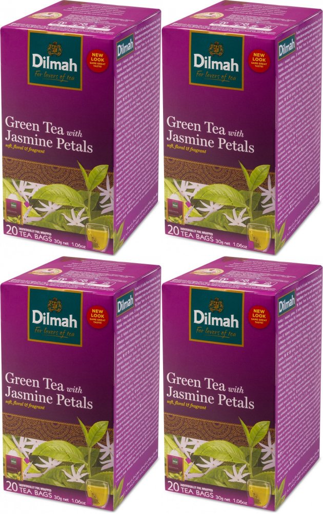 4x Herbata zielona smakowa w kopertach Dilmah Jasmine Green Tea, 20 sztuk x 1.5g
