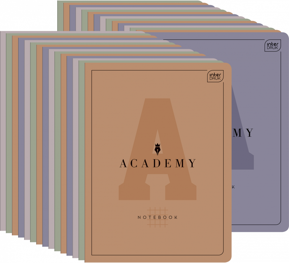 30x Zeszyt w kratkę Interdruk Academy, A5, 60 kartek, mix kolorów