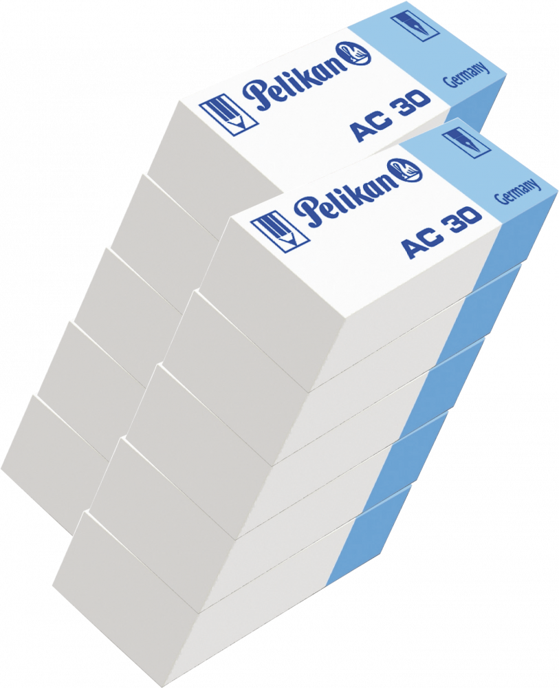10x Gumka dwustronna Pelikan, AC30, biało-niebieski