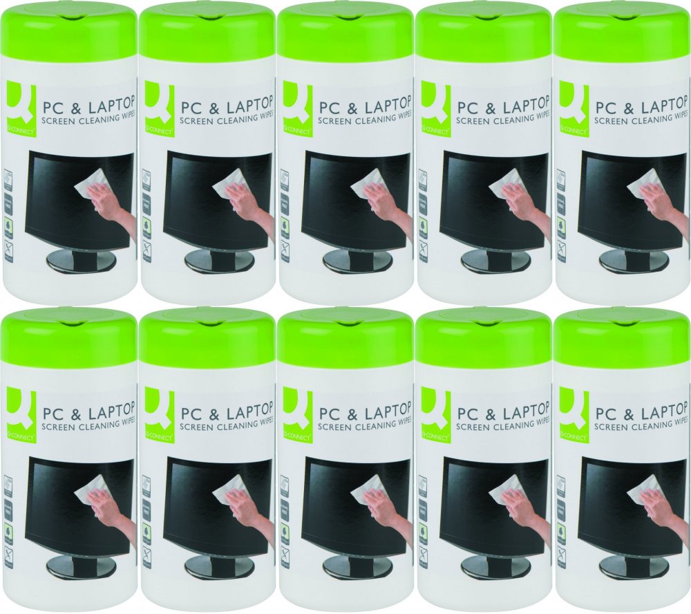 10x Ściereczki do czyszczenia ekranów Q-Connect, tuba, 100 sztuk