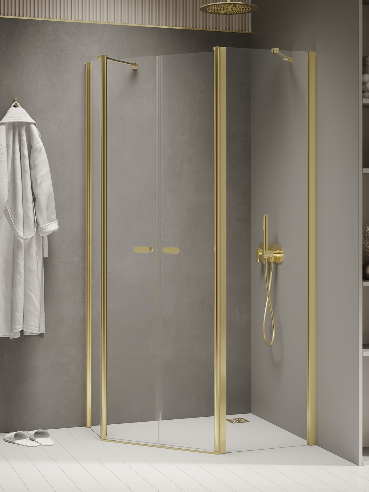 New Trendy New Soleo Light Gold kabina prysznicowa 100x80 cm złoty połysk/szkło przezroczyste K-1669