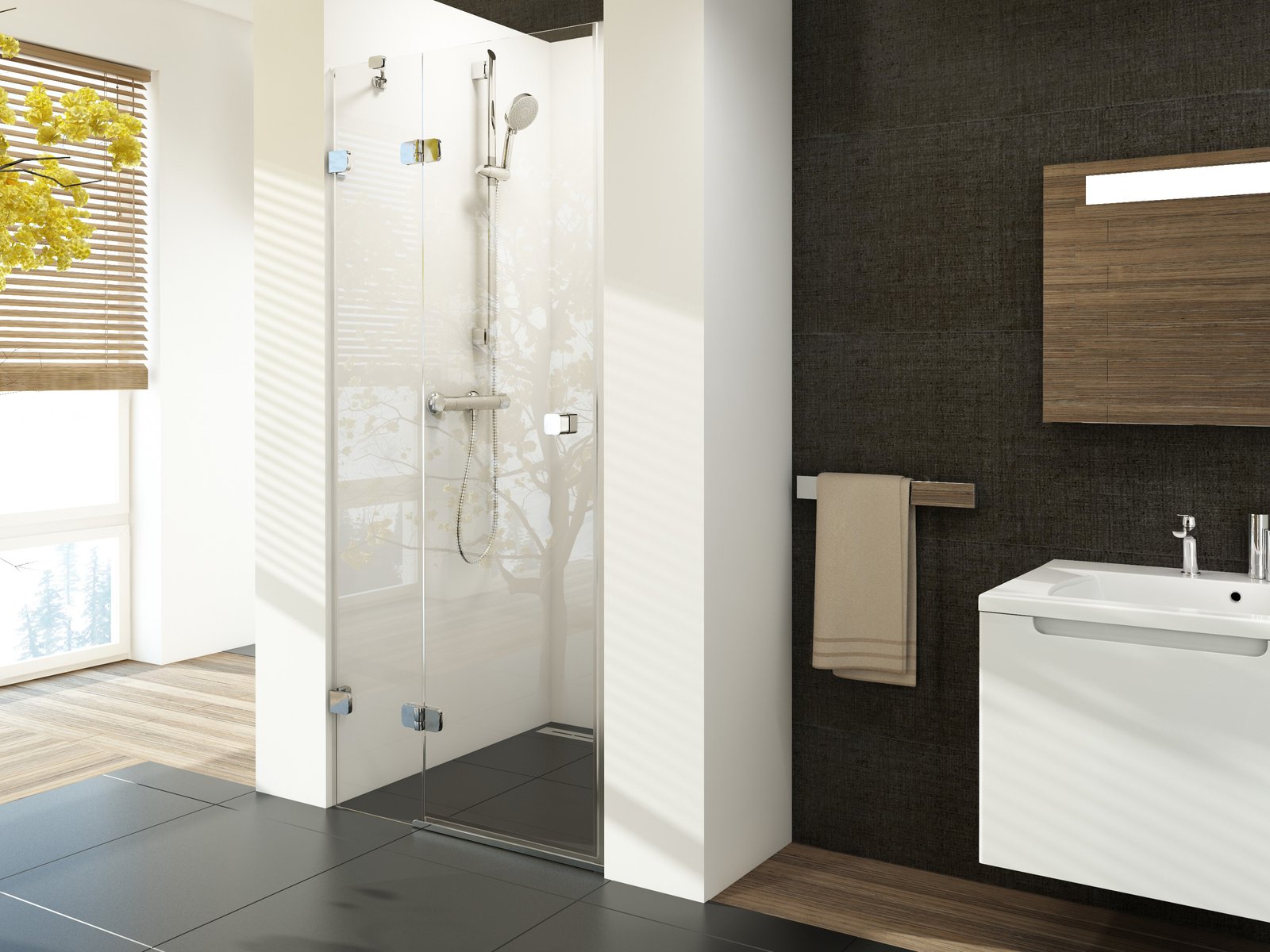 Ravak Brillant BSD2-100 L drzwi prysznicowe 100 cm wnękowe lewe chrom/szkło przezroczyste 0ULAAA00Z1