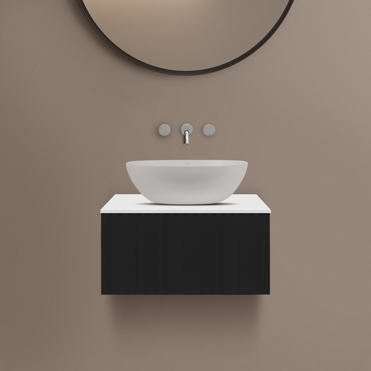 Ksuro 02 szafka 60 cm podumywalkowa wisząca z blatem czarny mat/biały mat 58009030 - Wysyłka w 24h