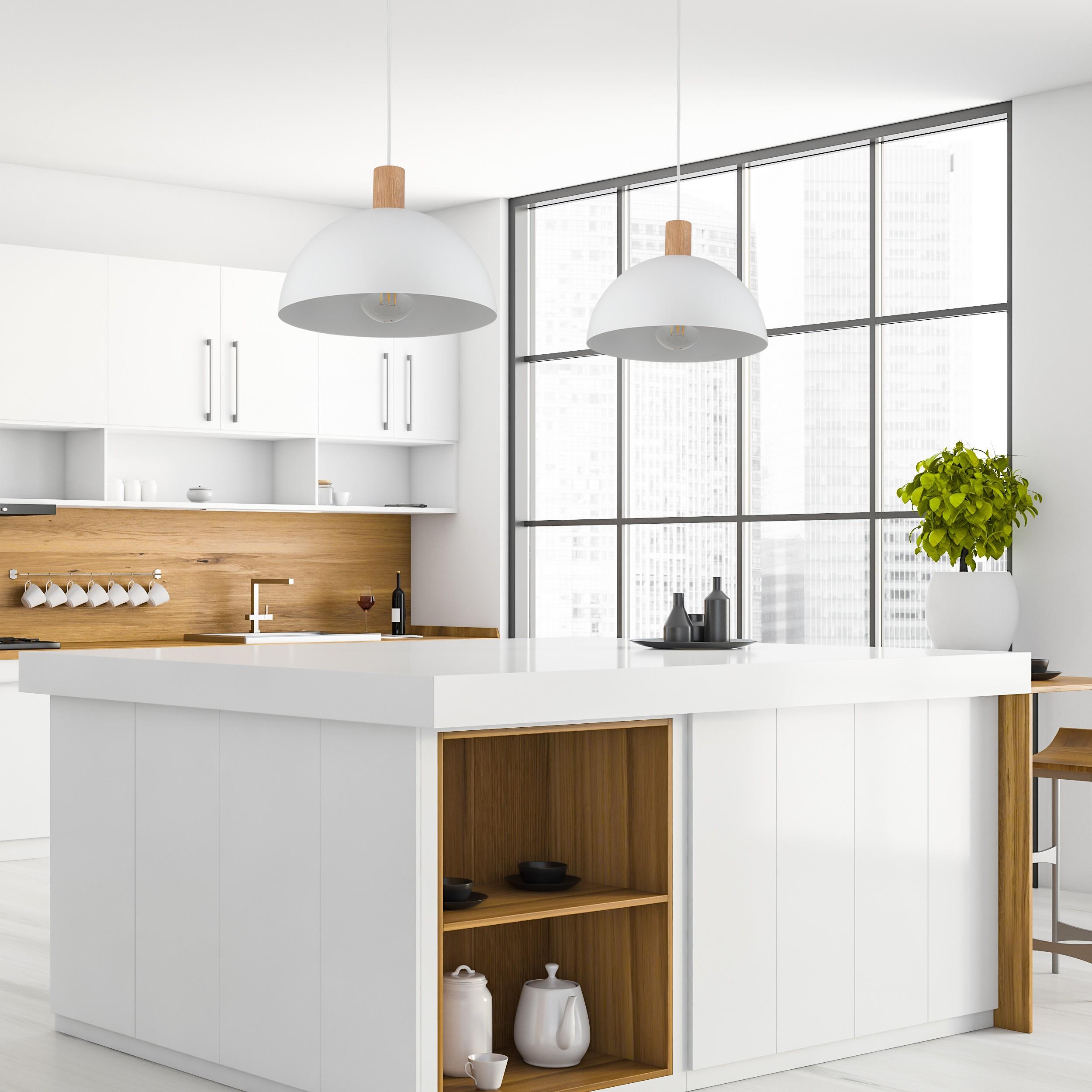 TK Lighting Oslo lampa wisząca 1x15W biały/brązowy 4851