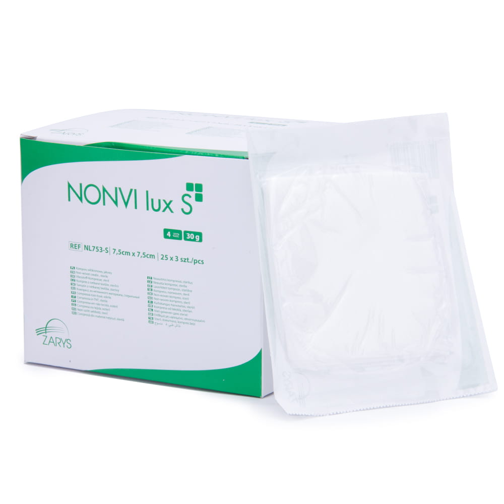 Kompresy Jałowe Włókninowe Gaziki tamponada podologiczna wrastające paznokcie 7,5x7,5cm 30g 75szt