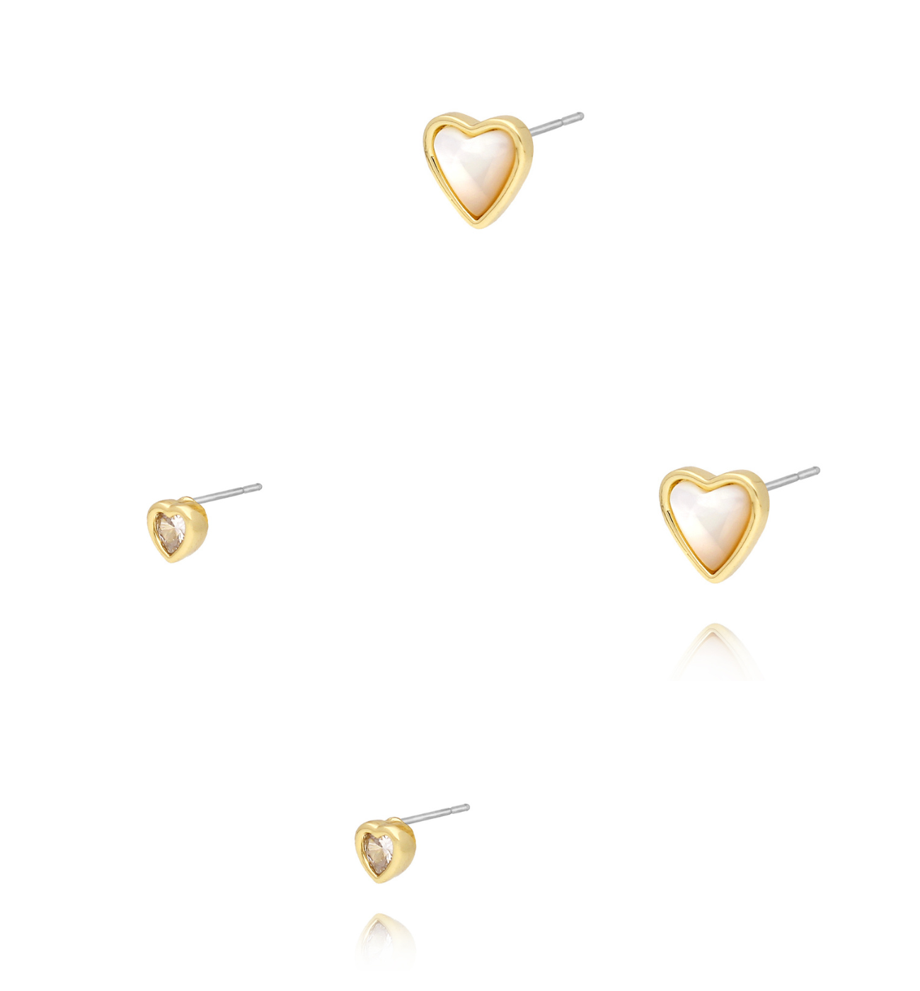 Zestaw kolczyków z sercami i cyrkoniami KLU0053