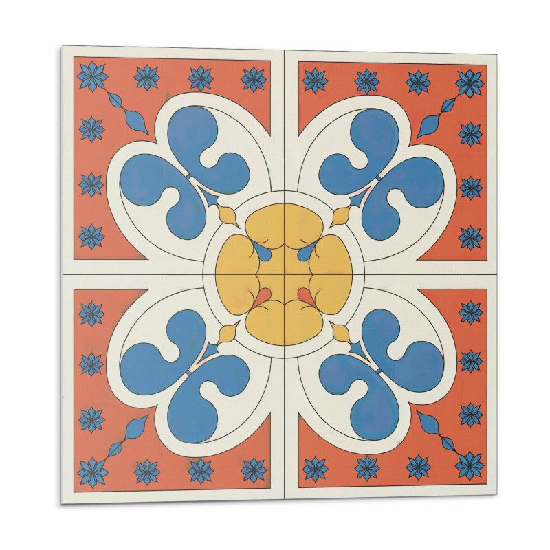 Kafelki samoprzylepne Wallfluent 50x50 cm Nowoczesny wzór roślinny 4 szt.