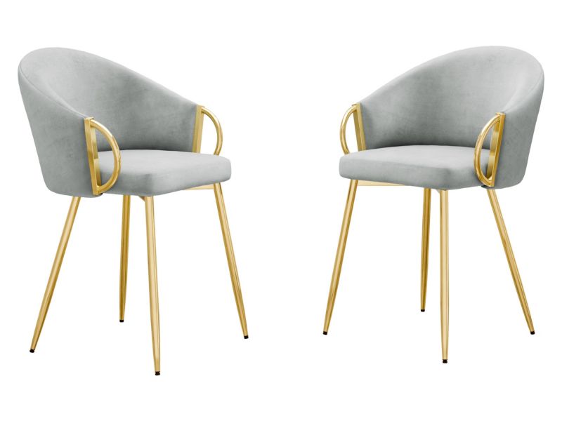 Komplet dwóch nowoczesnych krzeseł MIRJAN 24 Muz DC-1171 szary + złoty 2 szt.