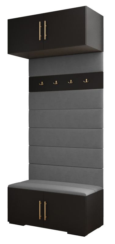 Garderoba wysoka do przedpokoju Abiks INOVA 3 czarny+złoty+man16 1 szt.