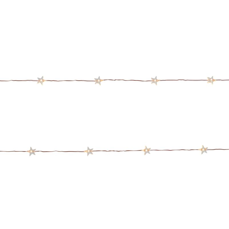 Lampki wewnętrzne 20 LED gwiazda miedziana barwa ciepła biała