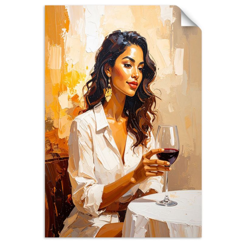 Naklejka na ścianę Feeby Kobieta z lampką wina przy stole 60x90cm 1szt
