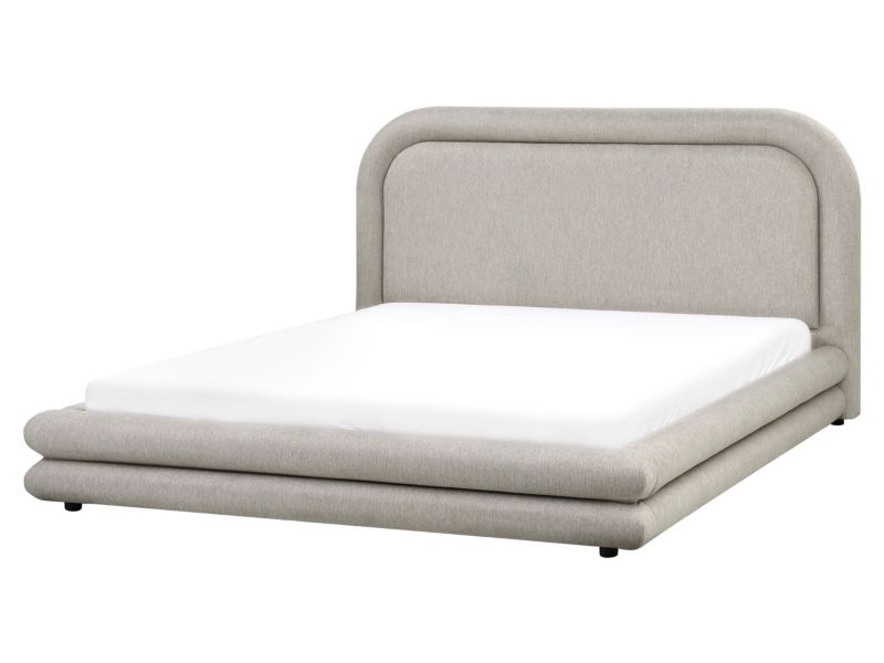 Łóżko Len syntetyczny Lavardens 160 x 200 cm Beżowoszary 1 szt.