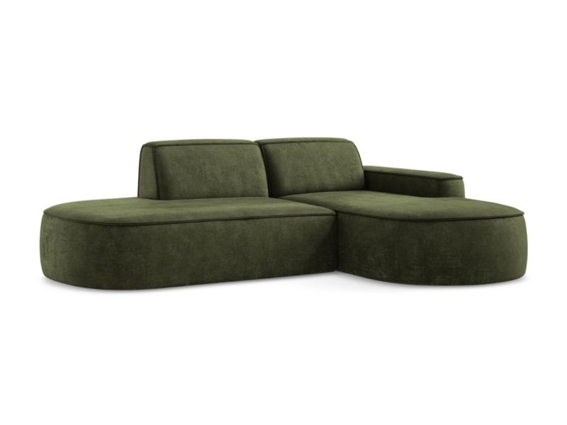 Narożnik prawostronny LaMiaSofa MELISSA z tkaniny szenilowej 284x166 cm oliwkowy 1 szt.