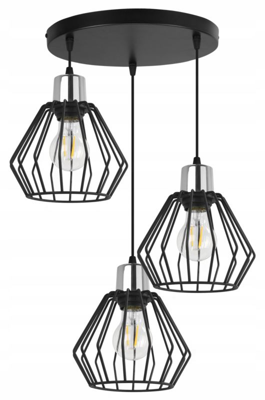 Lampa sufitowa wisząca Light Home LH Nuvola 3x E27 60W okrągła czarny/srebrny 1szt.