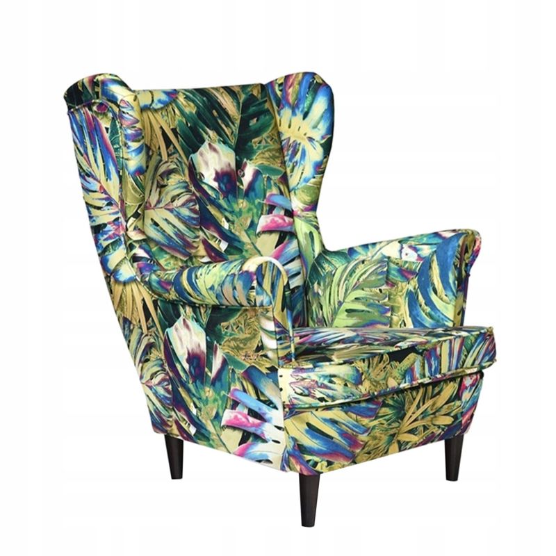 Fotel uszak do salonu Family Meble ARI PRINT zielony 1szt