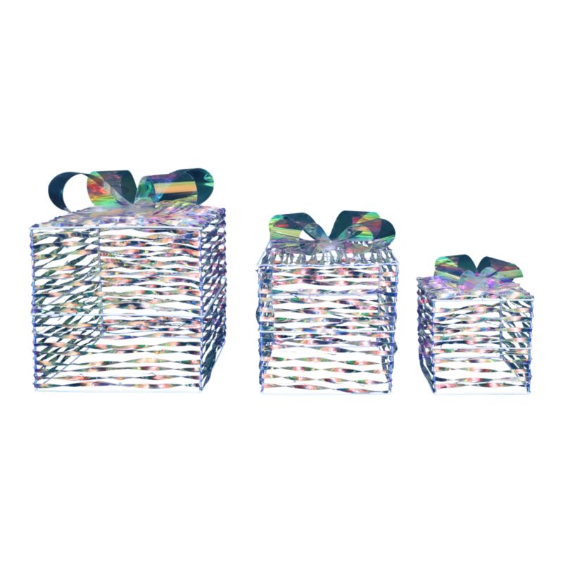 Ozdoba led prezenty 3 sztuki opalizujące