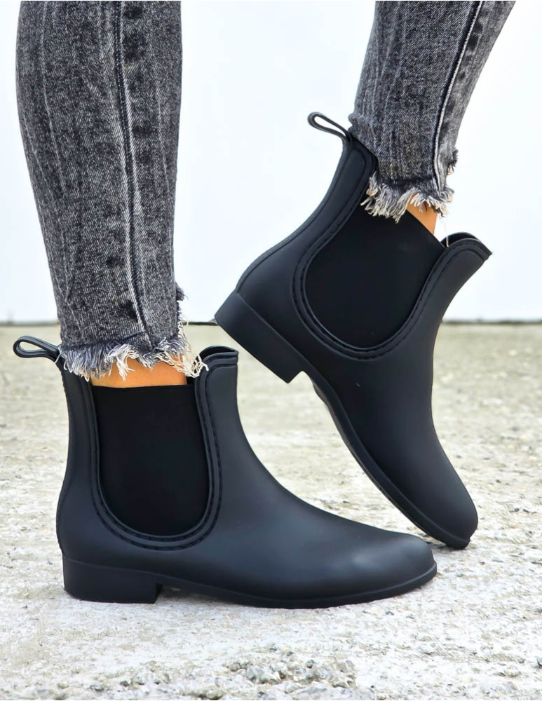 Czarne Matowe Kalosze Sztyblety z Gumą