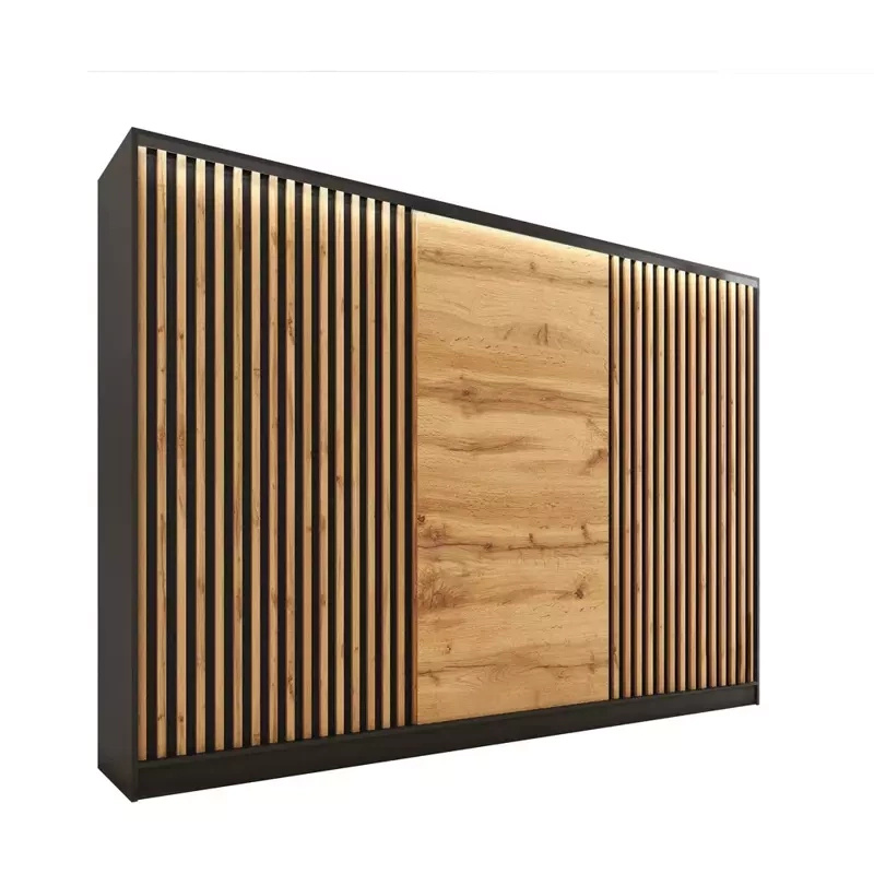 Pojemna szafa przesuwna z lamelami LOFT 280 cm wotan