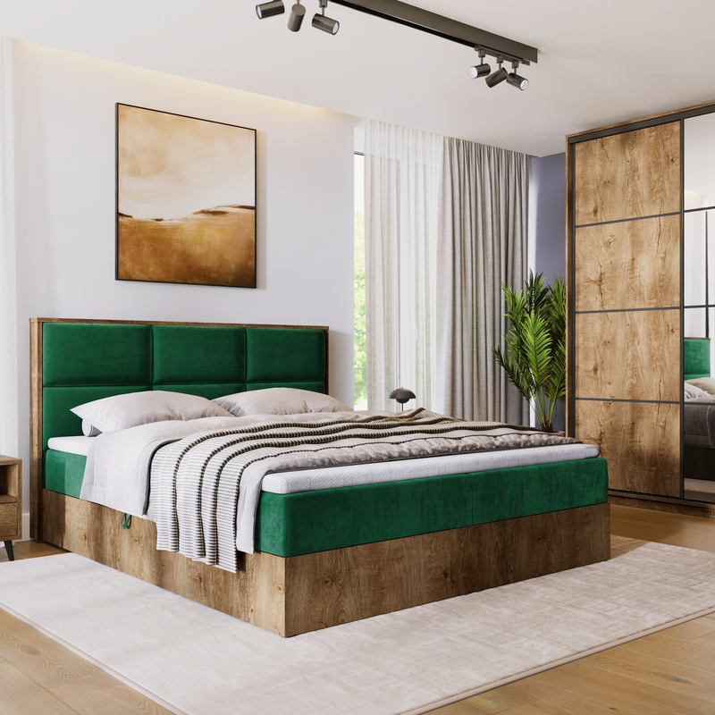 Małżeńskie łóżko kontynentalne 160x200 cm z pojemnikiem LOFT