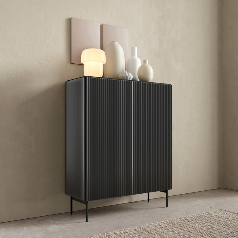 Dwudrzwiowa czarna komoda 100 cm do salonu MEZZO