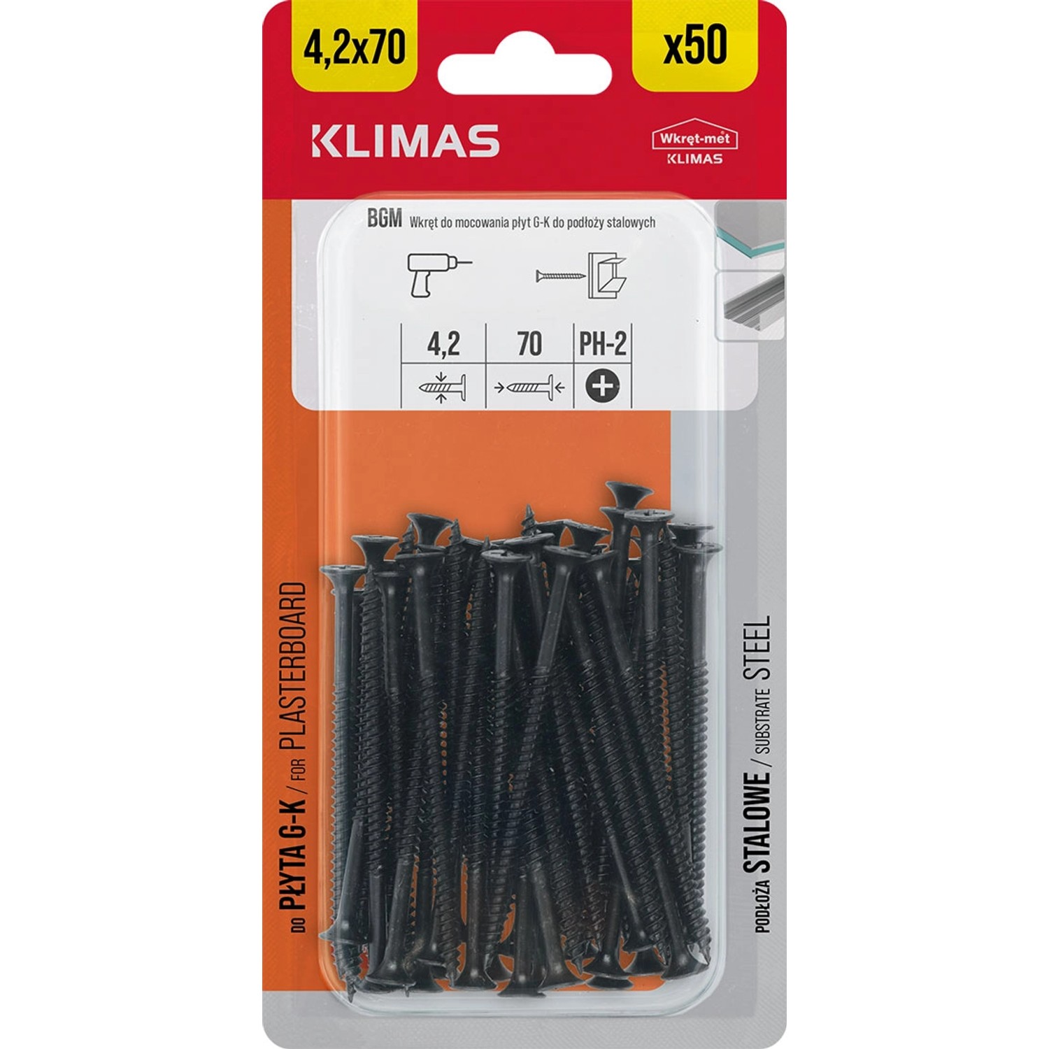 Wkręt-met Wkręt fosfatowany do metalu 4,2 mm x 70 mm