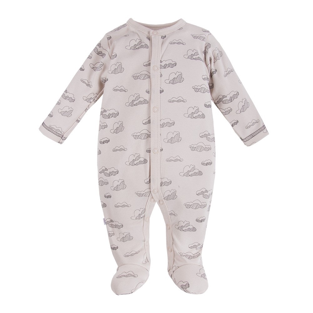 Pajac dziecięcy beżowy w chmurki - Rozmiar do Wyboru EV - 74