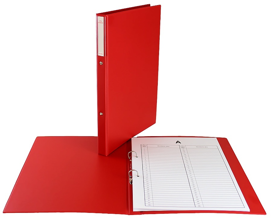Teczka na dokumenty Biurfol, do akt osobowych, A4, 20mm, 2 ringi, czerwony