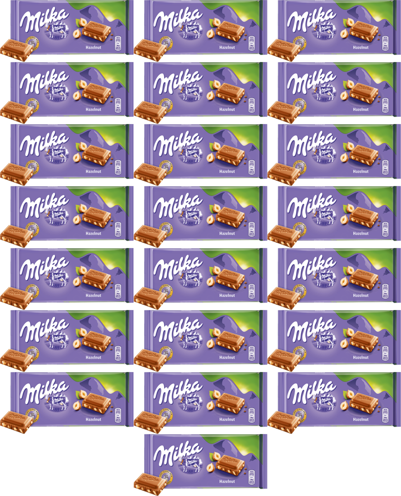 22x Czekolada Milka, orzechowa, 80g