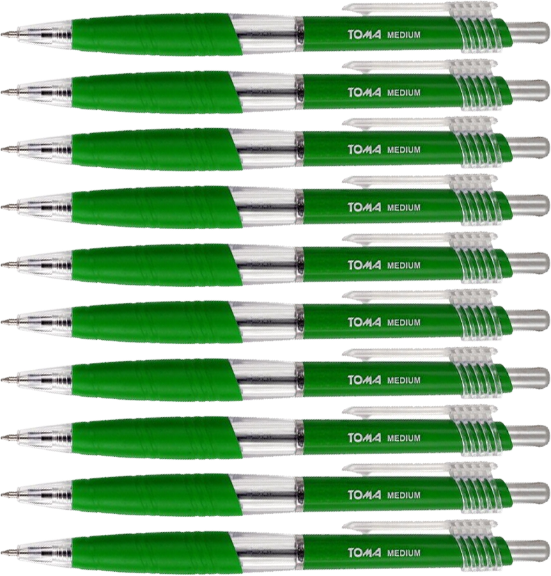 10x Długopis automatyczny Toma TO-038, Medium, 1mm, zielony