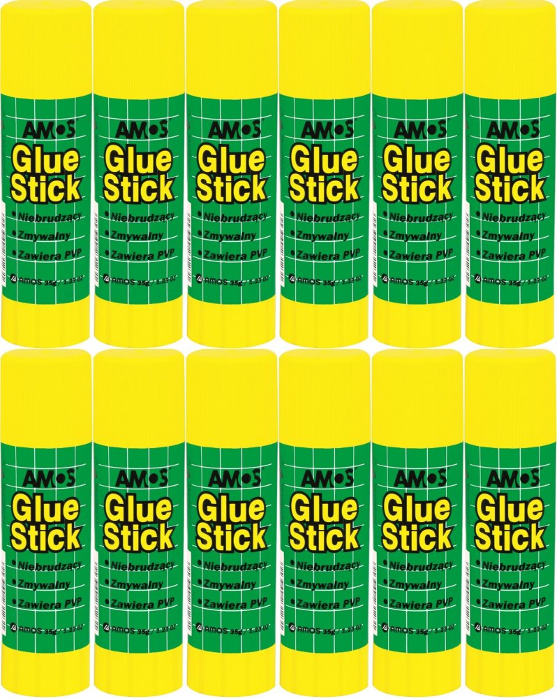 12x Klej biurowy Amos, w sztyfcie, 35g