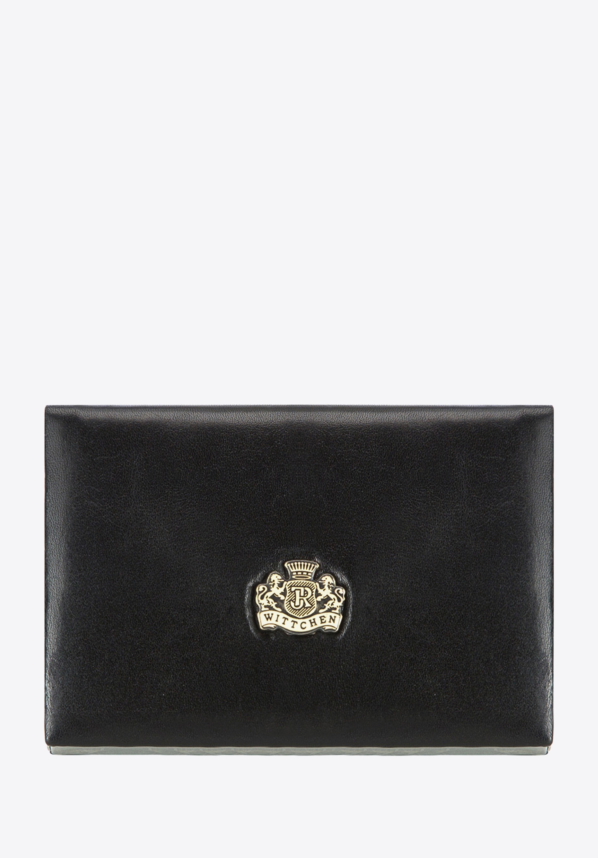 Etui na wizytówki ze skóry z herbem klasyczne czarne