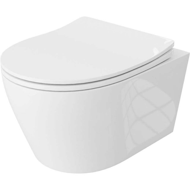 LAVITA Miska WC podwieszana PRAIA bezkołnierzowa z deską duroplastową