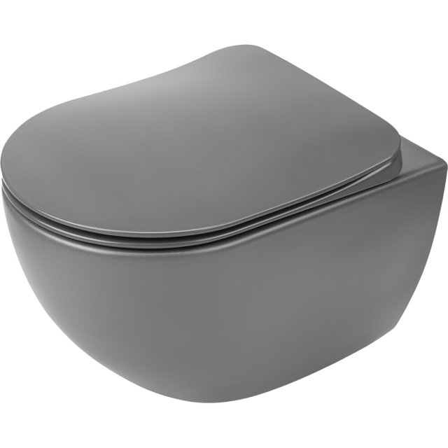 DEANTE Miska WC podwieszana PEONIA antracyt, titanium bezkołnierzowa