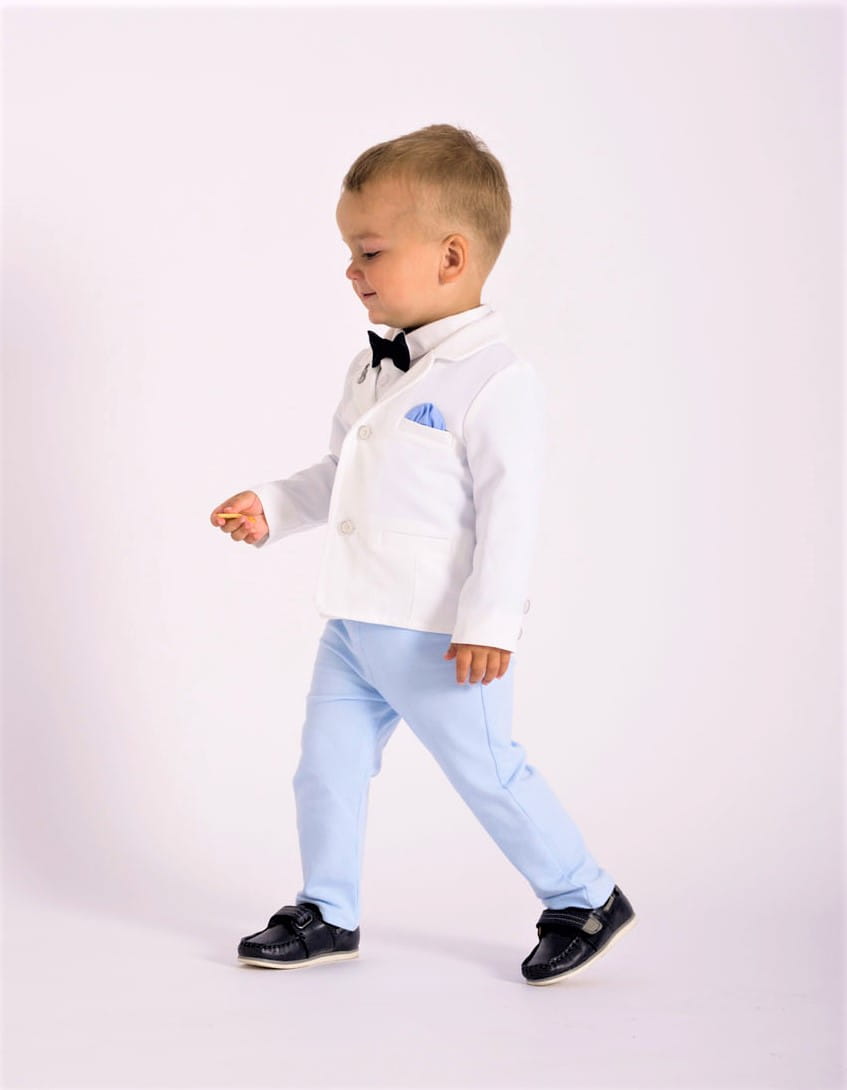 LaFerio Flax Marynarka do chrztu Lniana biała