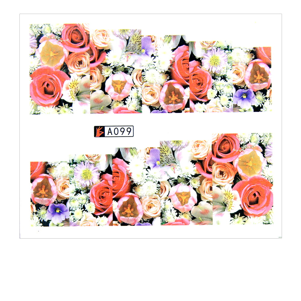 Naklejki wodne do paznokci arkusz 6,5 x 5,5 cm na 10 palców a Nr 099