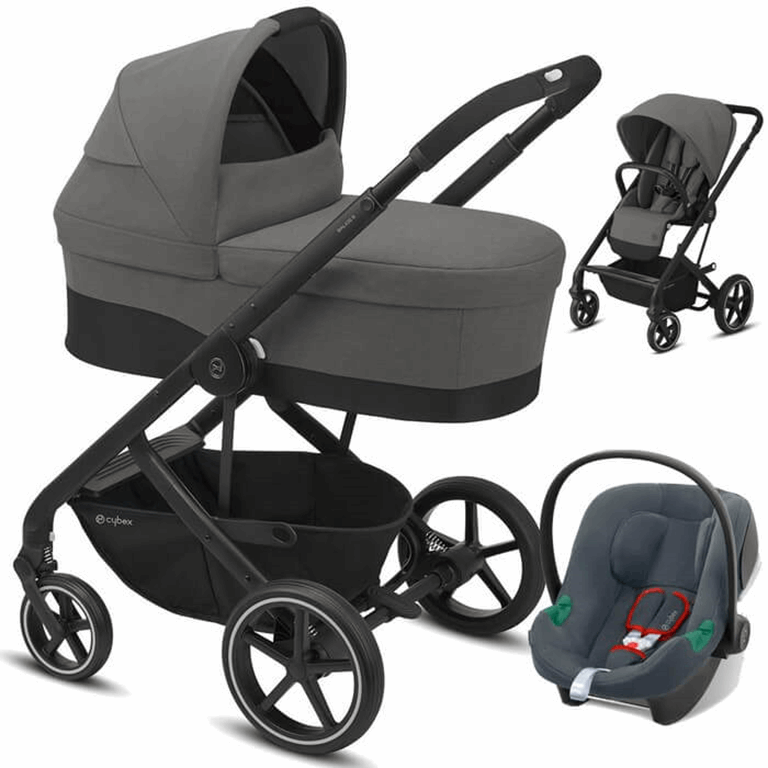 Cybex Balios S Lux + Gondola S + Aton B i-Size + adaptery - wózek głęboko-spacerowy z fotelikiem 0-13 kg i adapterami-Soho Grey