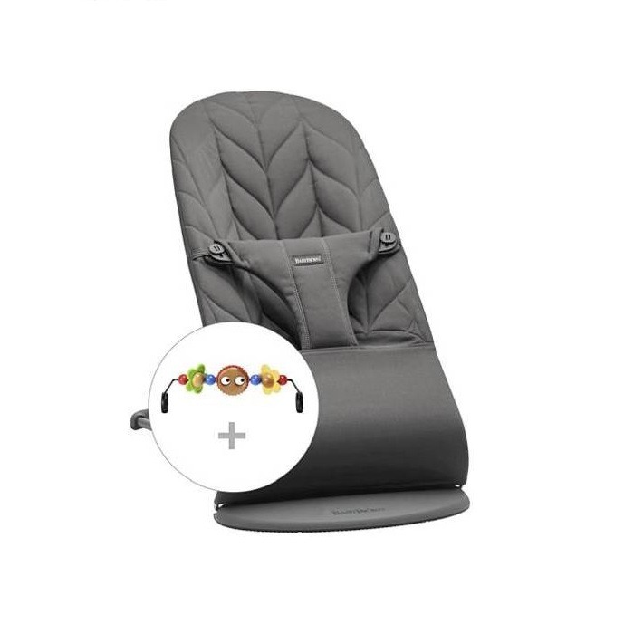 BabyBjorn, Leżaczek Bliss + zabawka Googly Eyes-Petal Quilt, Antracyt
