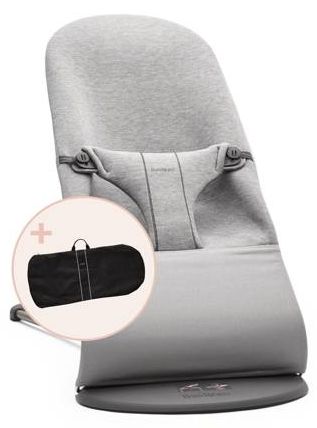 Babybjorn, Leżaczek Bliss + pokrowiec na leżaczek-Jersey 3D Jasny Szary