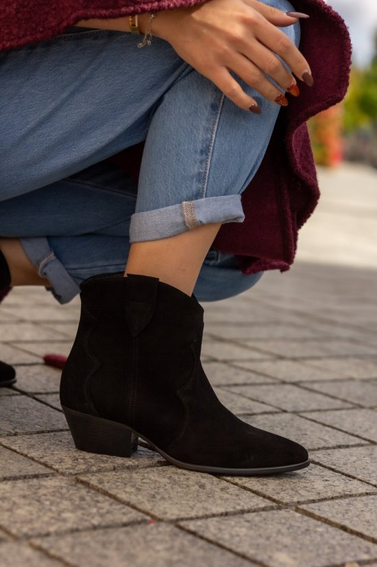Botki damskie 0074 Czarny welur