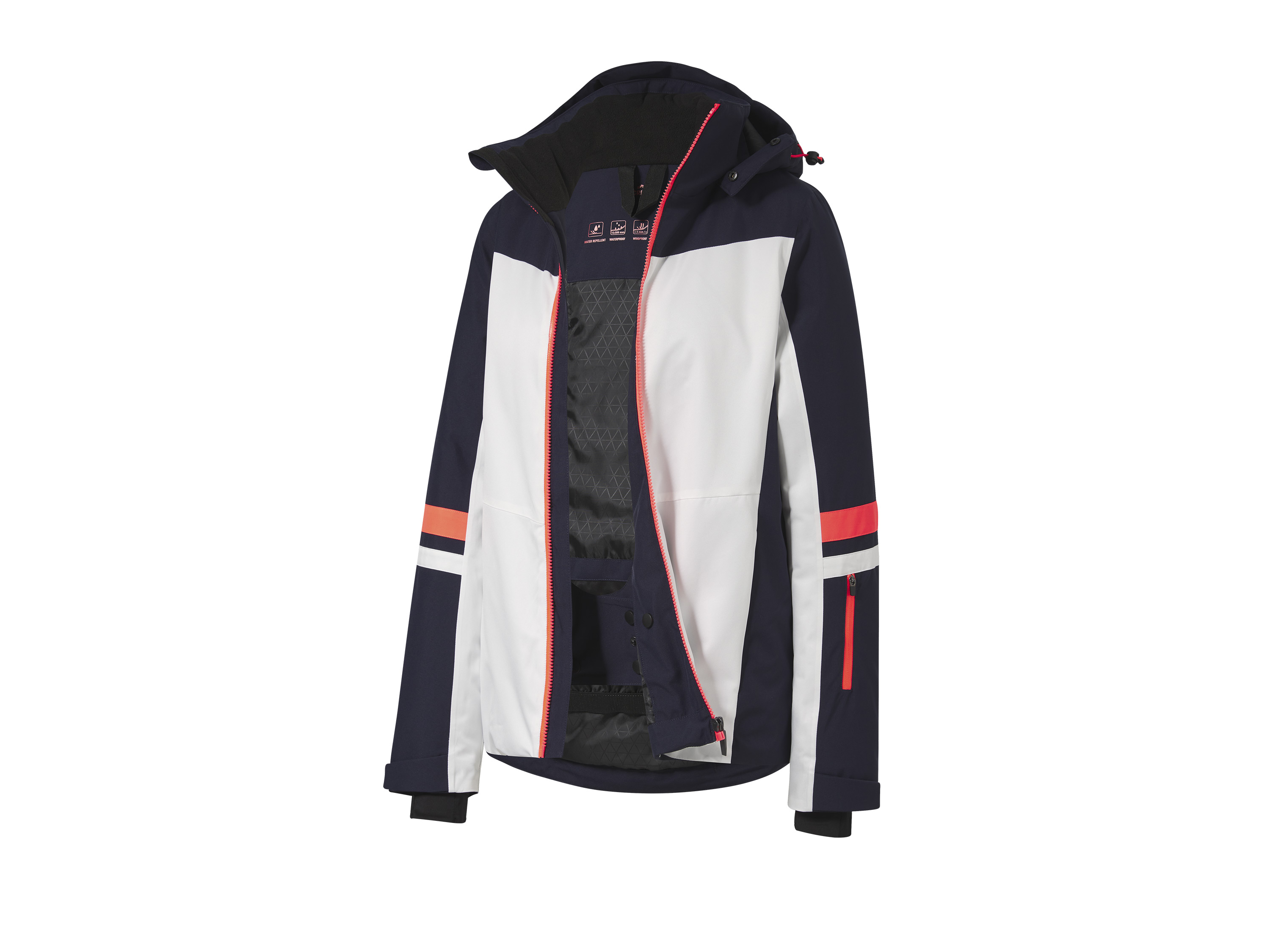 Crivit Kurtka narciarska damska z systemem lokalizacji Recco Biały/granatowy/koralowy, XS 32/34