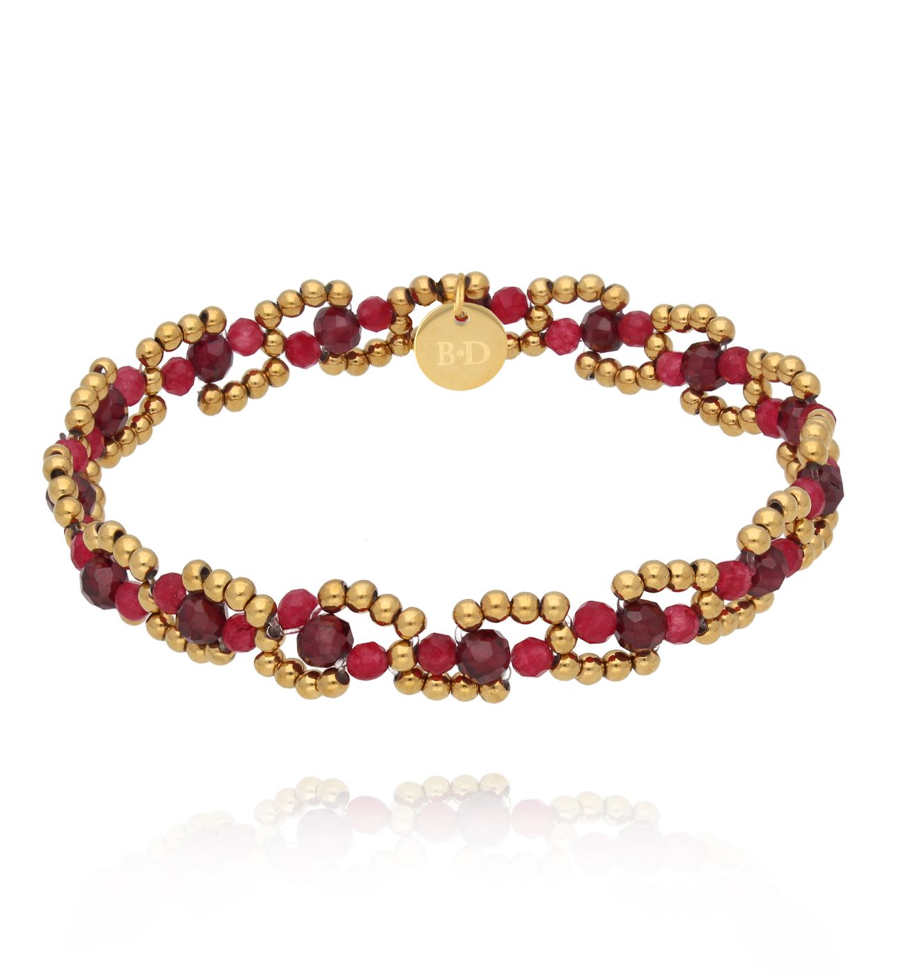 Bransoletka bordowa z granatami BSC2226