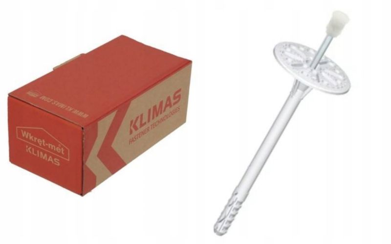 Kołki, Łączniki Do Styropianu Klimas-Wkręt met Trzpień Stalowy, Krótka Strefa 8X195mm 200Szt.