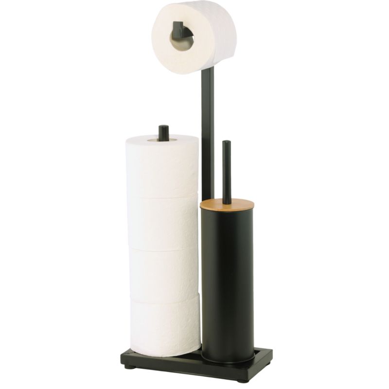 Stojak na papier toaletowy i szczotkę WC P.PAP-WC-BLK - YOKA HOME 3w1 czarny bambus - 1 szt.