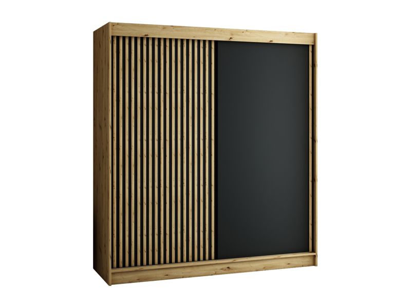 Szafa przesuwna Garderoba Abiks Lamelo 200 artisan + czarny 1 szt.