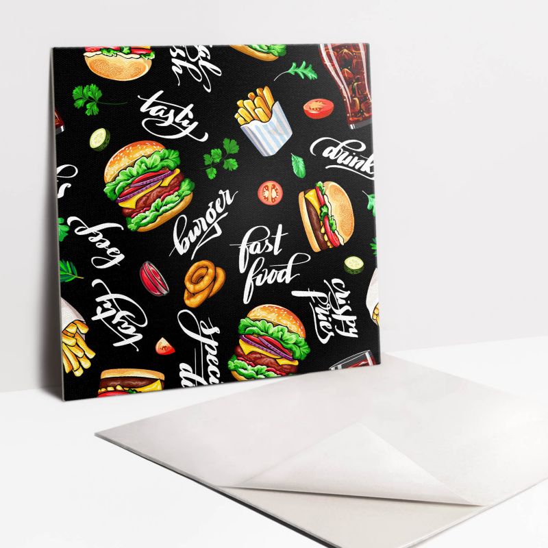 Kafelki samoprzylepne Tulup 30x30 cm Motywy z fast food 9 szt.