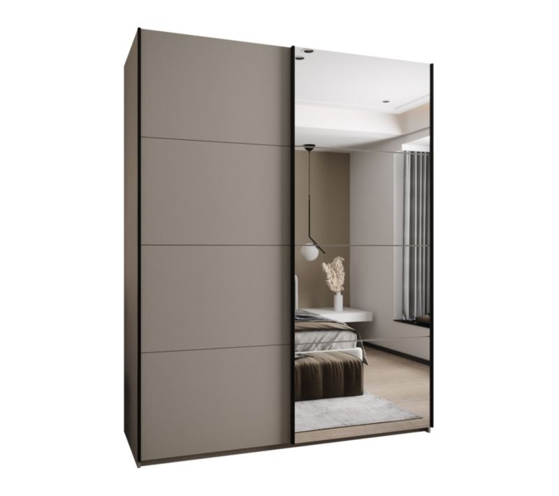 Szafa przesuwna Abiks LUX 3 wysoka szer.200cm kaszmir/kaszmir/czarny 1szt.