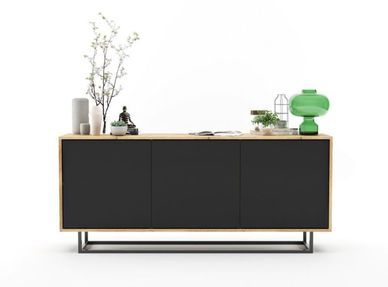 Komoda Meble Lindner NILA 3D 168 dąb wotan/czarna mat 1 szt.