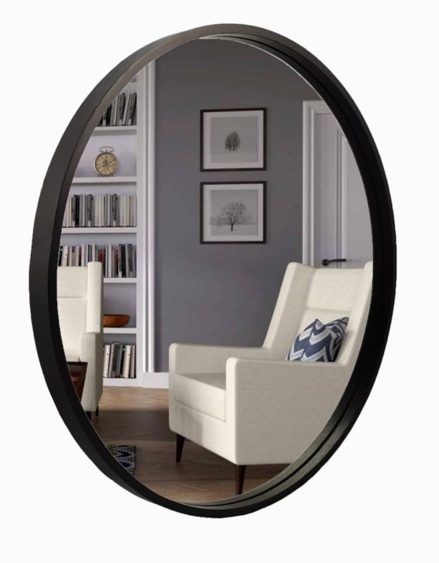 Lustro okrągłe Bd art drewniane skandynawskie 50 cm czarne