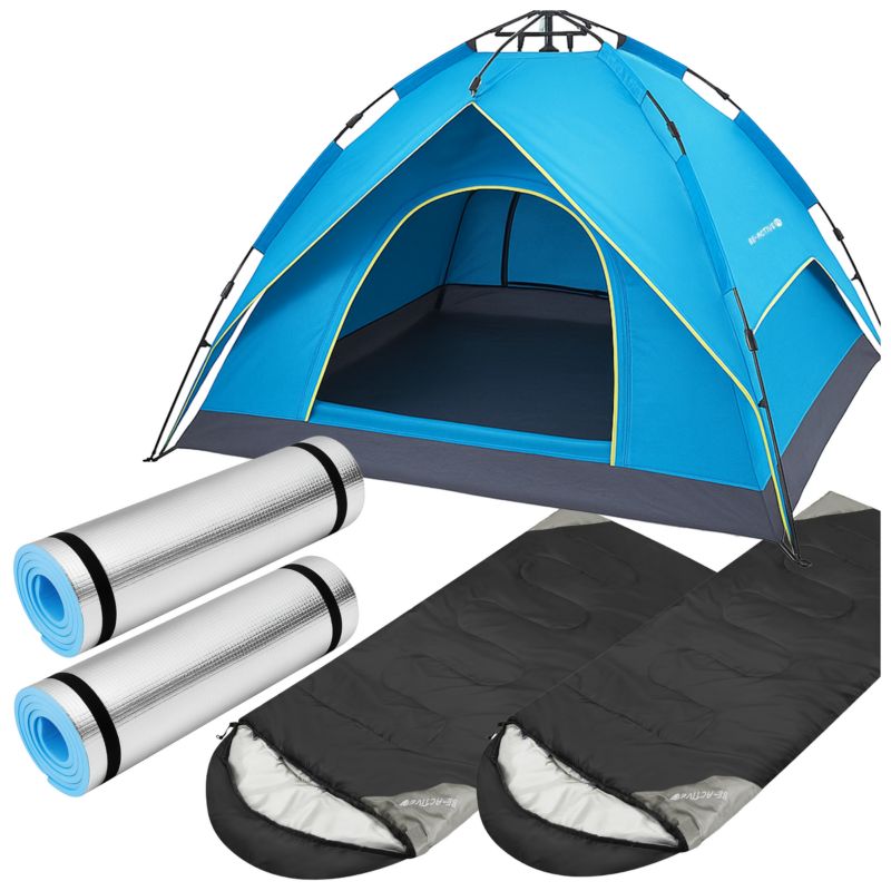 Zestaw turystyczny Be-active.pl 3-osobowy namiot turystyczny + 2 śpiwory 2 karimaty